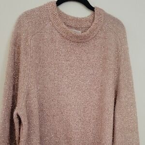 LOFT Shimmering Blush Crew Neck Sweater